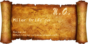 Miler Oriána névjegykártya